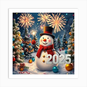 Flux Schnell A Jovial Snowman Stands Amidst A Winter Wonderlan 1 Art Print