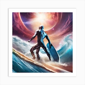 Surfer In Space Art Print