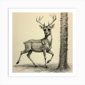 Deer In Sunglasses 16 Art Print