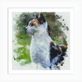 Watercolor Cat Art Print