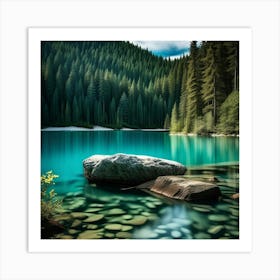 Blue Lake In The Mountains 12 Art Print