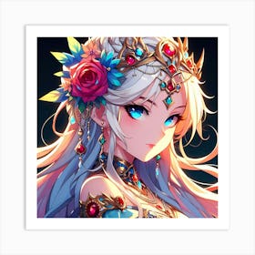 Anime Girl With Crown Art Print