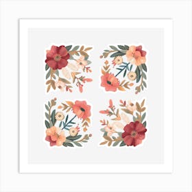 Floral Squares Art Print