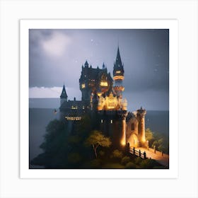 Castle At Night Art Print