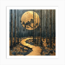 Full Moon In The Woods Art Print