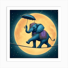 Elephant On A Tightrope 5 Art Print