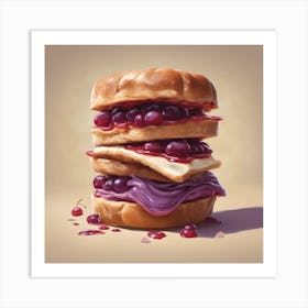 Burger With Cherries Candwich Pbj ( Bohemian Design ) Art Print