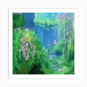 Flowers By The Lake Art Print