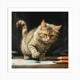 Cat Drawing 4 Art Print