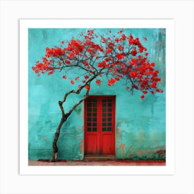 Tree In Front Of Door Art Print