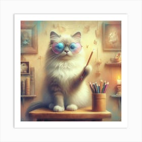 Artist Cat Art Print