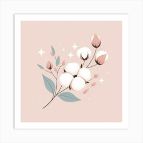 Cotton Flower branch, Vector art 5 Art Print