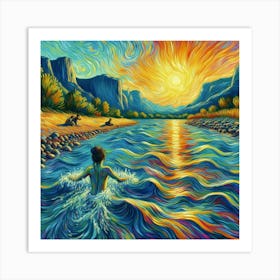 Sunrise In The River Art Print