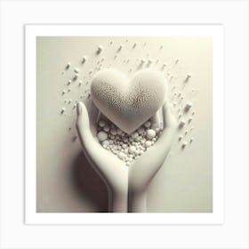 White Heart In Hands Art Print