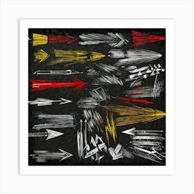 Abstract Hand Drawn Arrows And Pointers Set Collection Positioned At Various Angles Across The Canv (4) Art Print