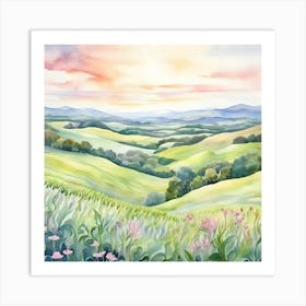 Watercolor Landscape Painting 7 Art Print