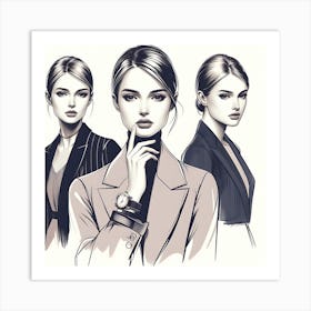 Business Woman Portrait Vector Illustration Art Print