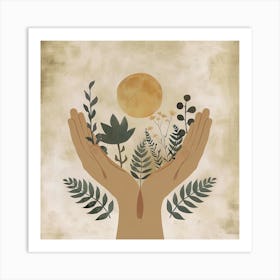 Boho Hand And Moon Art Print