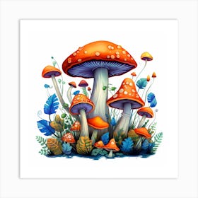 Mushrooms In The Forest 13 Art Print