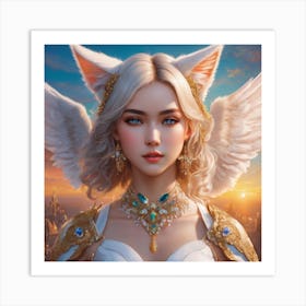 Cat Angel Art Print