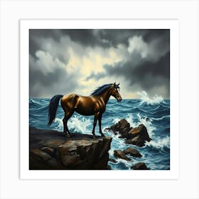 Horse On The Rocks 1 Art Print