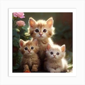 Three Kittens Art Print