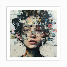 Collage Womans Face Art Design Art Print