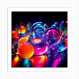 Glow Shapes Neon Bright Color 3d Fluid Bubbles Luminous Vibrant Vivid Radiant Flowing G (4) Art Print