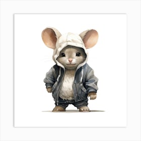 Watercolour Cartoon Chinchilla In A Hoodie 2 Art Print