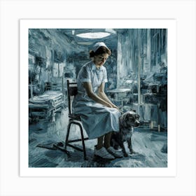 Nurse And A Dog veterinarian Wall Art Art Print