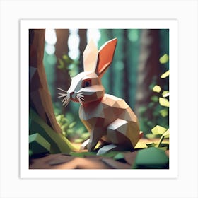 Low Poly Rabbit 1 Art Print