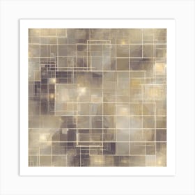 Abstract Squares Golden Art Print