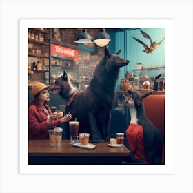 Animals Coffee Time Art Print