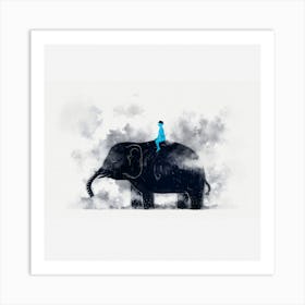 Person Riding An Elephant Art Print