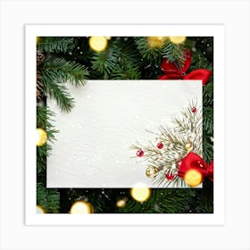 Christmas Card On A Christmas Tree Art Print