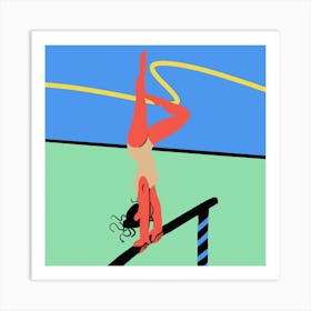 Gymnast Girl Square Art Print