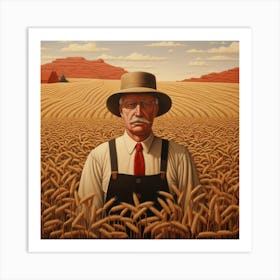 Farmer In Wheat Field Art Print