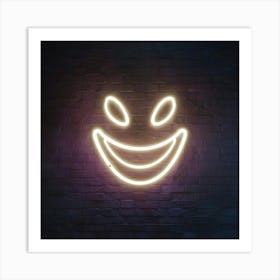 Happy Smiling Face Neon Sign Art Print