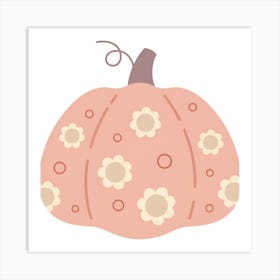 Pumpkins With Flowers Art Print