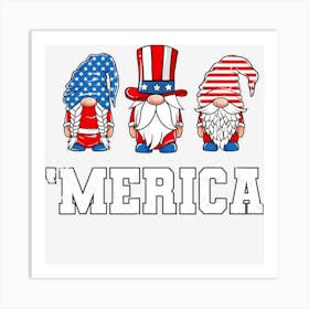 Limited Edition Funny 4th Of July Gnomes Funny Merica Usa Flag Art Print