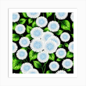 Chrysanthemums On Black Background 3 Art Print