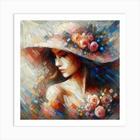 Lady In Floral Sunhat Art Print