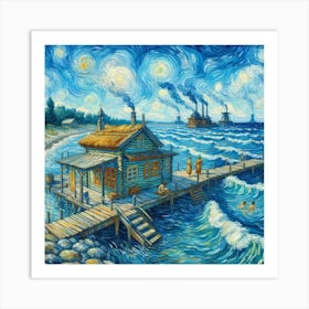 Starry Night At The Pier Art Print