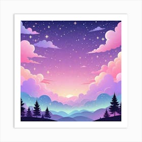 Sky With Twinkling Stars In Pastel Colors Square Composition 160 Art Print