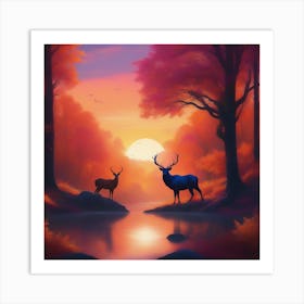 Deer In The Forest 7 Art Print