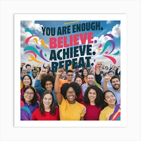 You Are Enough Believe Achieve Repeat Art Print