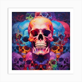 Colorful Skulls Art Print