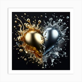 Water Splash Heart Art Print