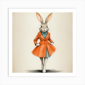 Rabbit In A Coat Art Print