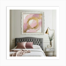 Pink And Gold Abstract Painting Art Print